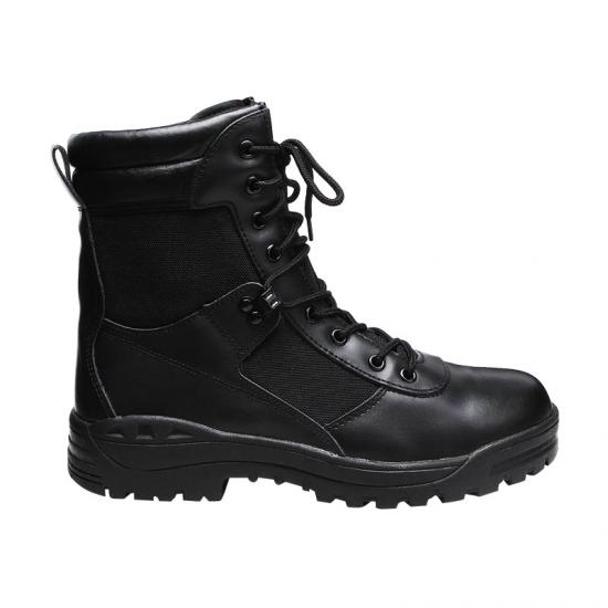 Black gunuine leather military army boots