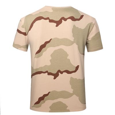 Camiseta de manga corta de camuflaje del desierto de tres colores militares