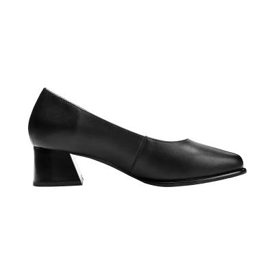 Zapatos de tacón alto de piel auténtica negra de oficial de policía para mujer